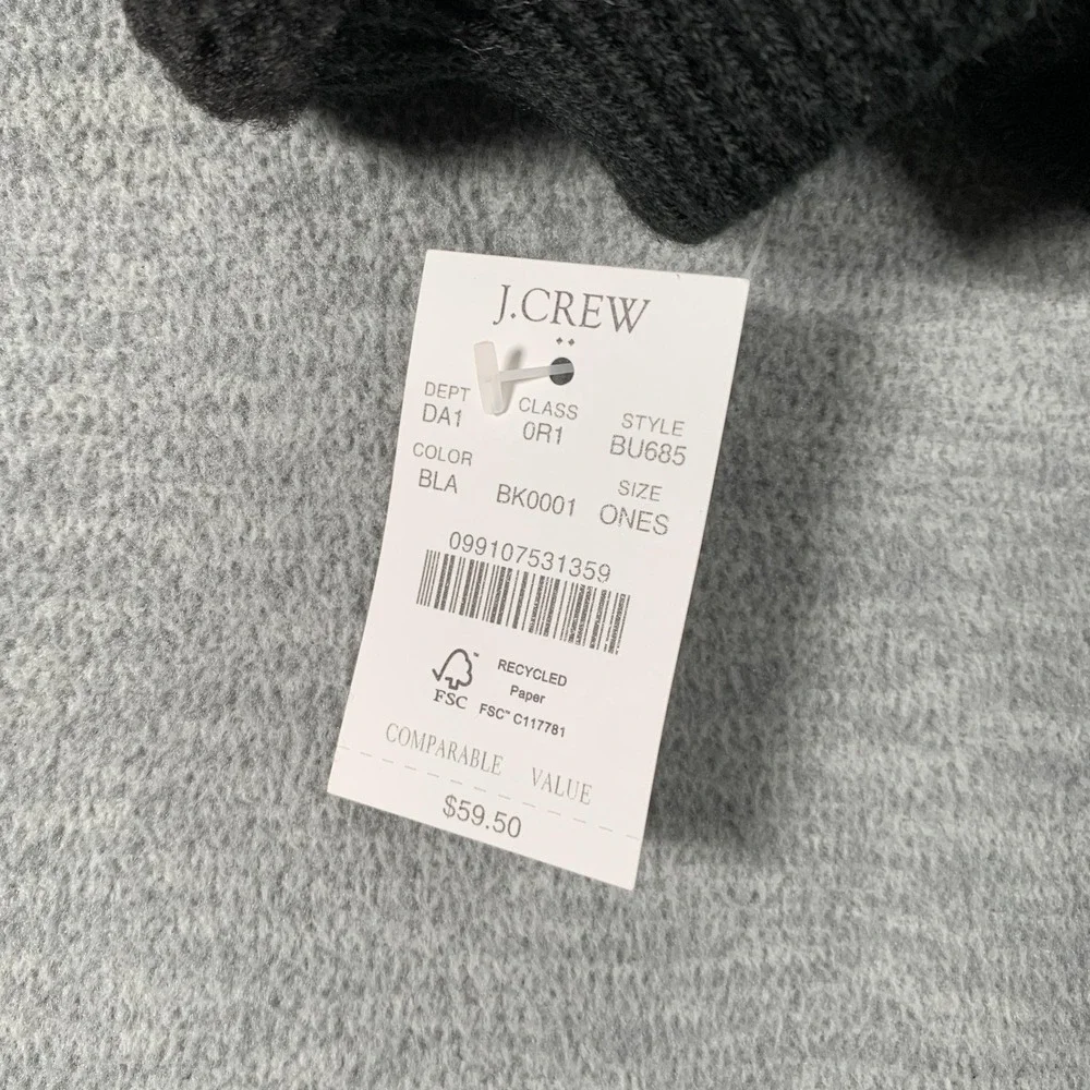 J.Crew Mittens Womens One Size Black Faux Fur Fleece Non‎ Slip Winter Warm